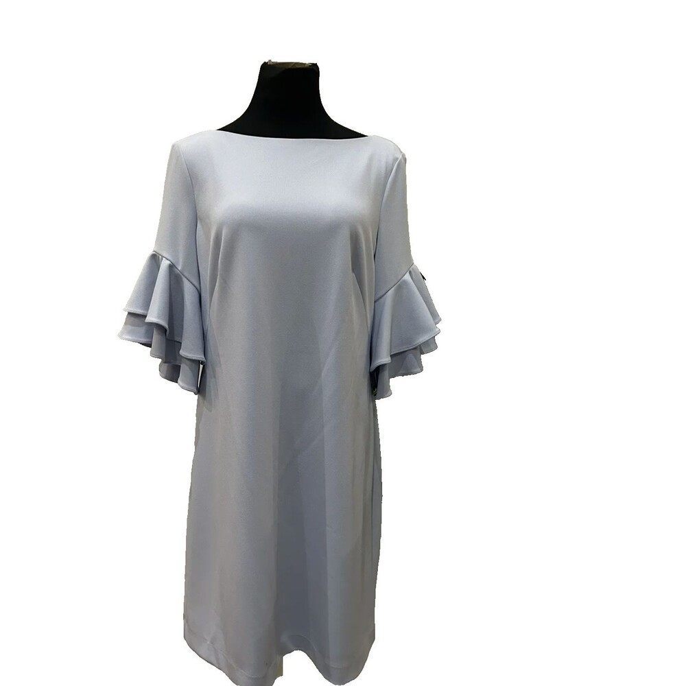 Lauren Ralph Lauren Women's Lilac Silvana Ruffle Sleeves Cocktail Dress Size 16